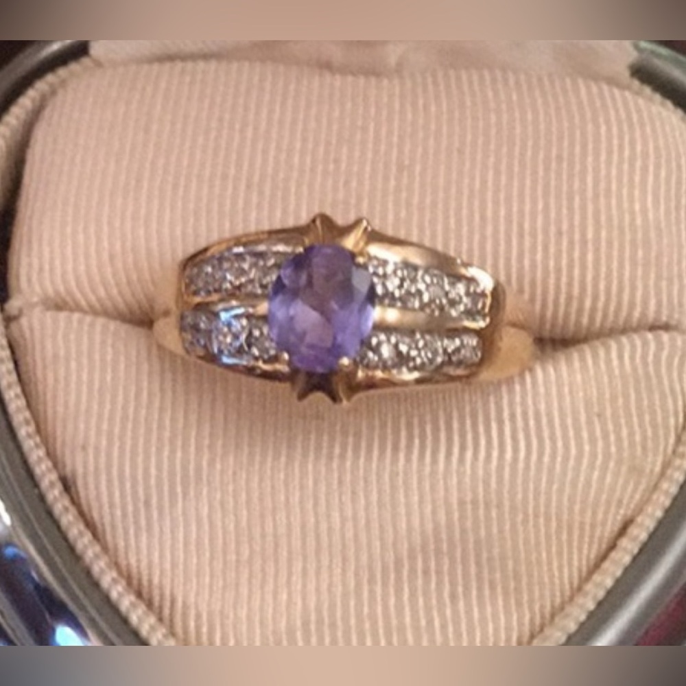 14k Gold Fancy Diamond Tanzanite Cocktail ring